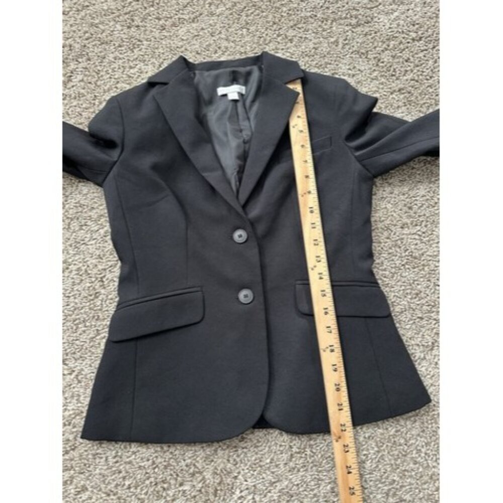 New York & Company Women Black Blazer Two Button Size 0 Jacket Career Wear - Picture 8 of 11